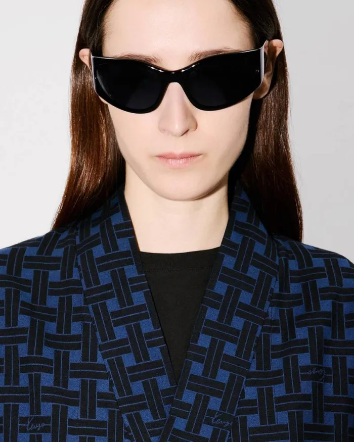 Women 039KENZO Weave039 Light Kimono Jacket Midnight Blue Kenzo Jackets And Coats