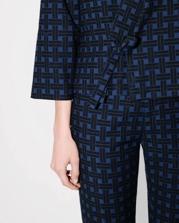 Women 039KENZO Weave039 Light Kimono Jacket Midnight Blue Kenzo Jackets And Coats