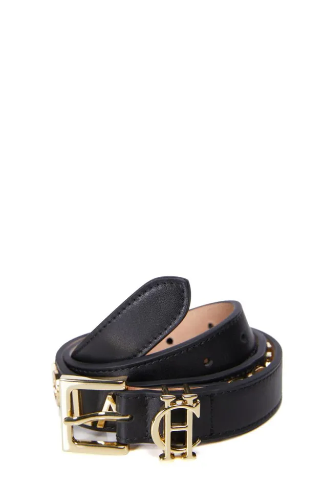 Women Abbot Leather Belt Black Gold Holland Cooper Belts