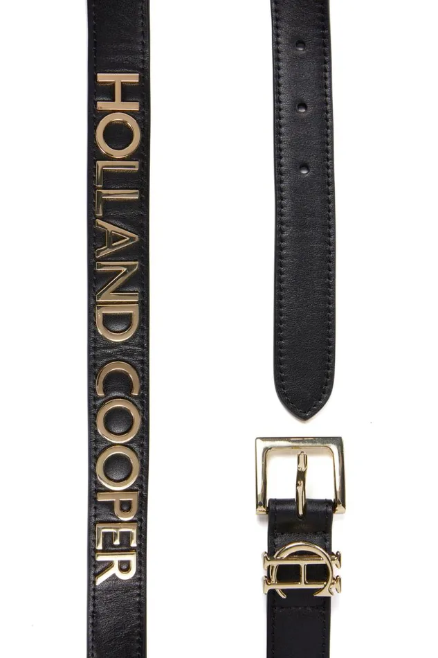 Women Abbot Leather Belt Black Gold Holland Cooper Belts