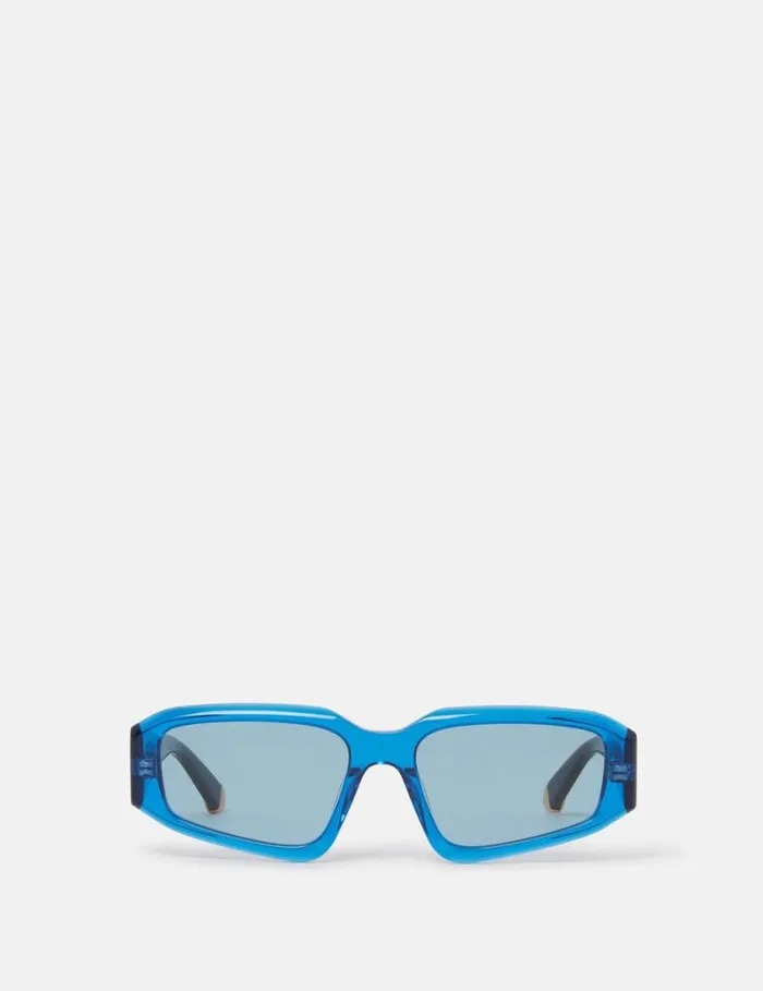 Women Abstract Rectangle Sunglasses Translucent Electric Blue Stella McCartney Sunglasses