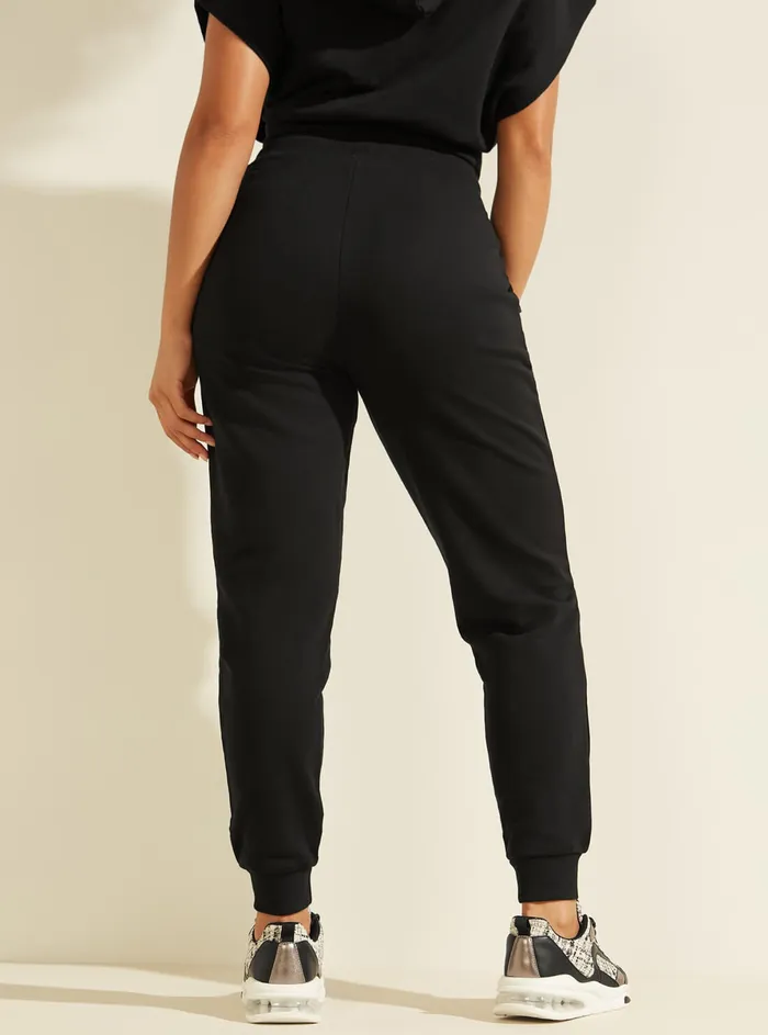 Women Activewear GUESS Black Allie Active Scuba Logo Tape Jogger Pants