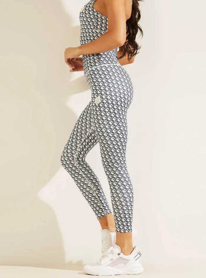 Women Activewear GUESS Black White Logo Print Caitlin Active Leggings Women Activewear GUESS Black White Logo Print Caitlin Active Leggings