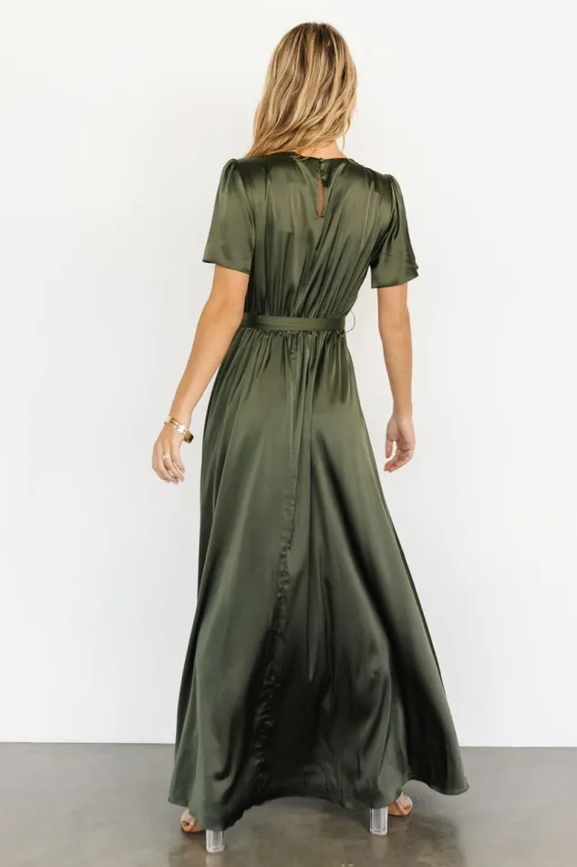 Women Agnes Satin Maxi Dress Juniper Green Baltic Born The Guest Edit