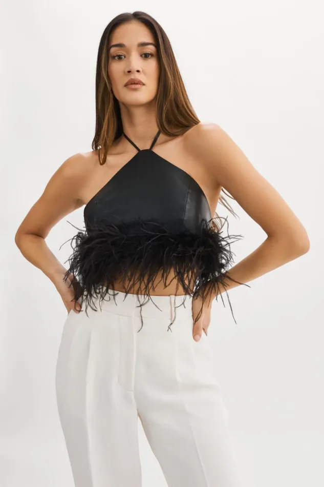 Women AISSA Halter Top Black LAMARQUE Tops