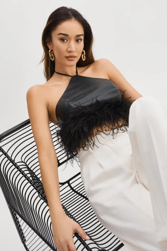 Women AISSA Halter Top Black LAMARQUE Tops Women AISSA Halter Top Black LAMARQUE Tops