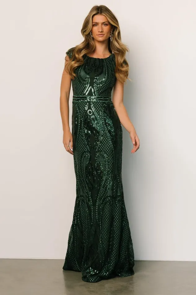 Women Alessia Sequin Gown Green Baltic Born Embellished and Sequined