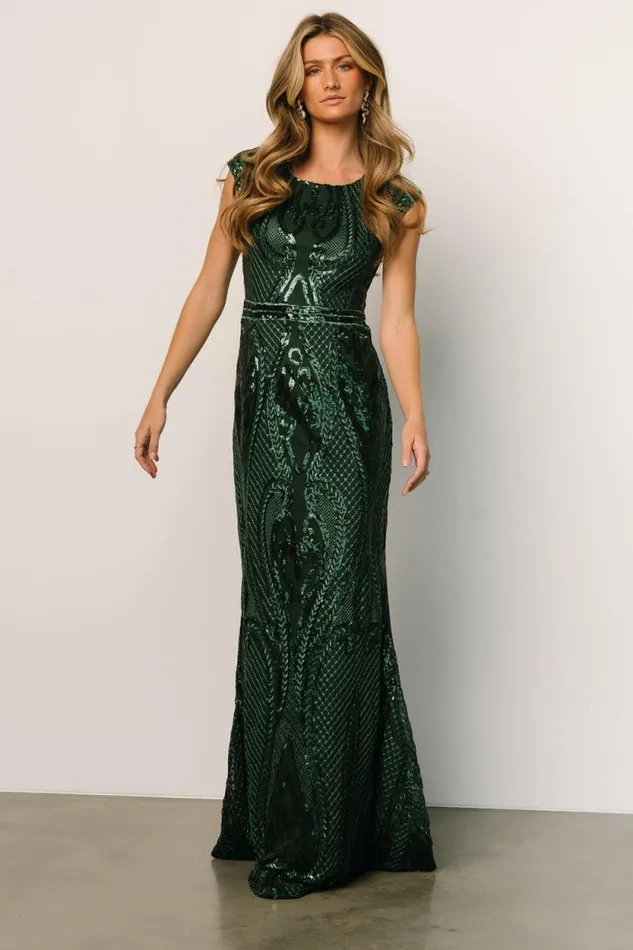 Women Alessia Sequin Gown Green Baltic Born Embellished and Sequined Women Alessia Sequin Gown Green Baltic Born Embellished and Sequined