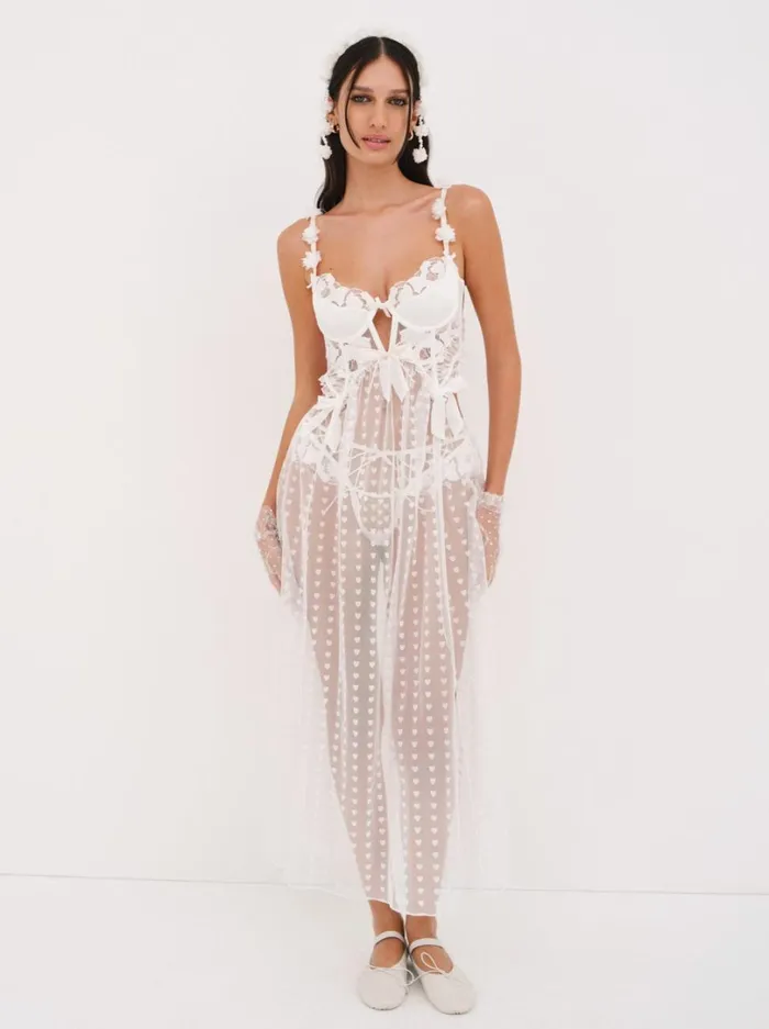 Women Amore Maxi Slip Dress White For Love and Lemons Lingerie