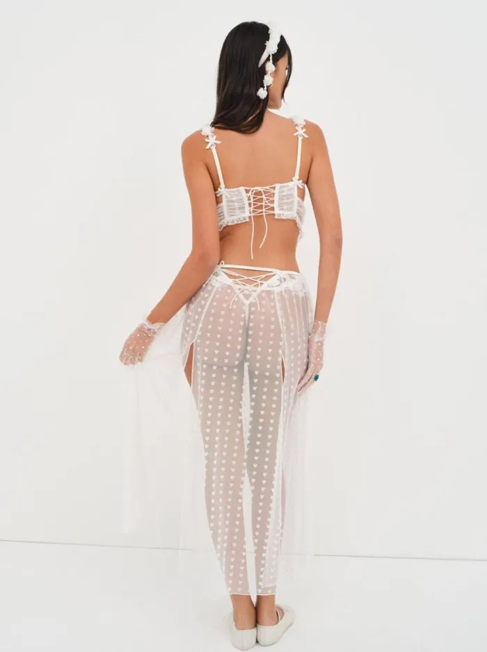 Women Amore Maxi Slip Dress White For Love and Lemons Lingerie
