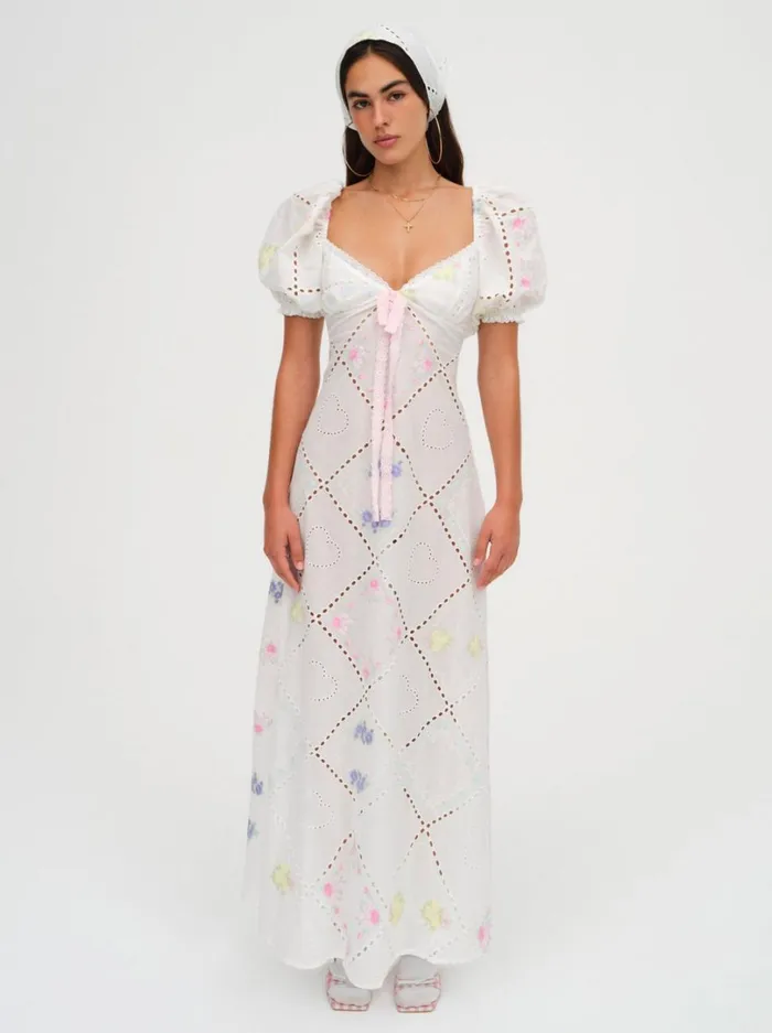 Women Andrea Embroidered Maxi Dress White For Love and Lemons Dresses