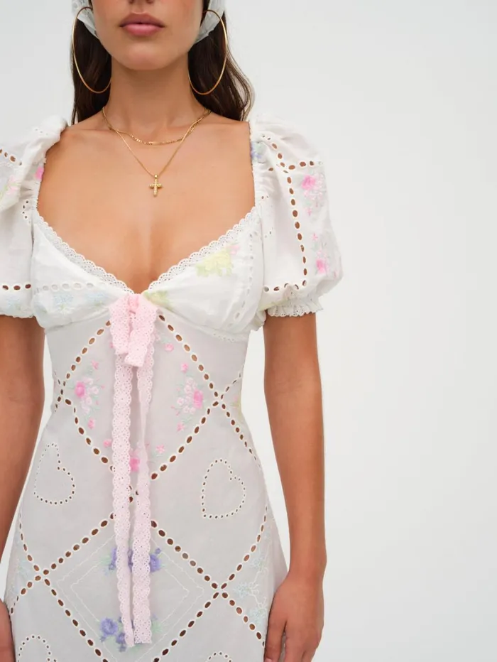 Women Andrea Embroidered Maxi Dress White For Love and Lemons Dresses