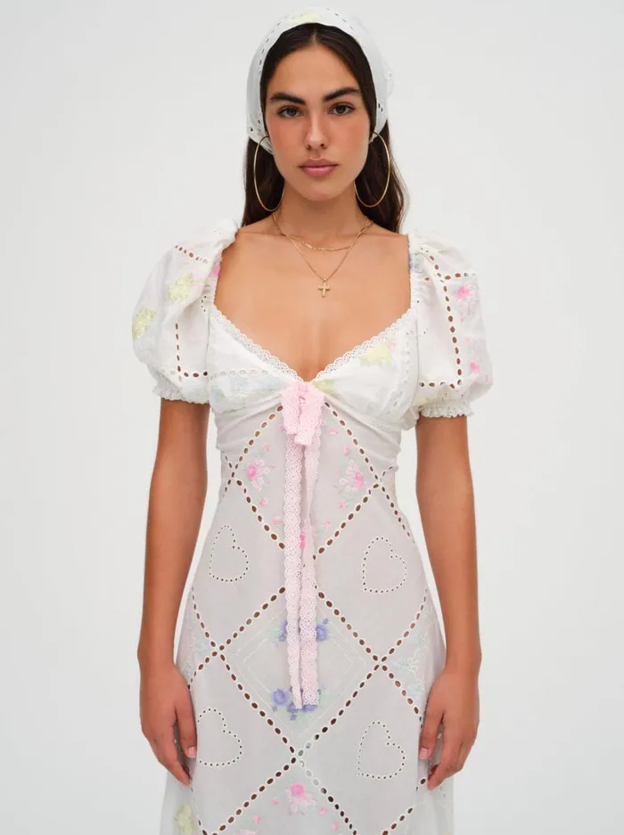 Women Andrea Embroidered Maxi Dress White For Love and Lemons Dresses