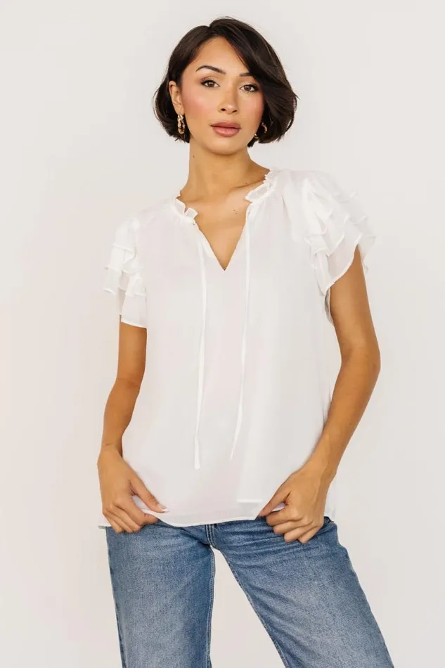 Women Asher Ruffle Sleeve Top Off White Baltic Born Blouses and Shirts