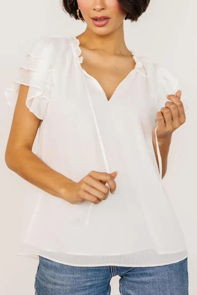 Women Asher Ruffle Sleeve Top Off White Baltic Born Blouses and Shirts