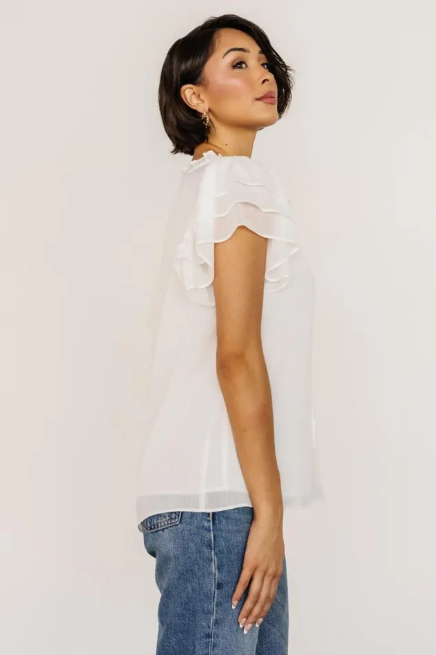 Women Asher Ruffle Sleeve Top Off White Baltic Born Blouses and Shirts