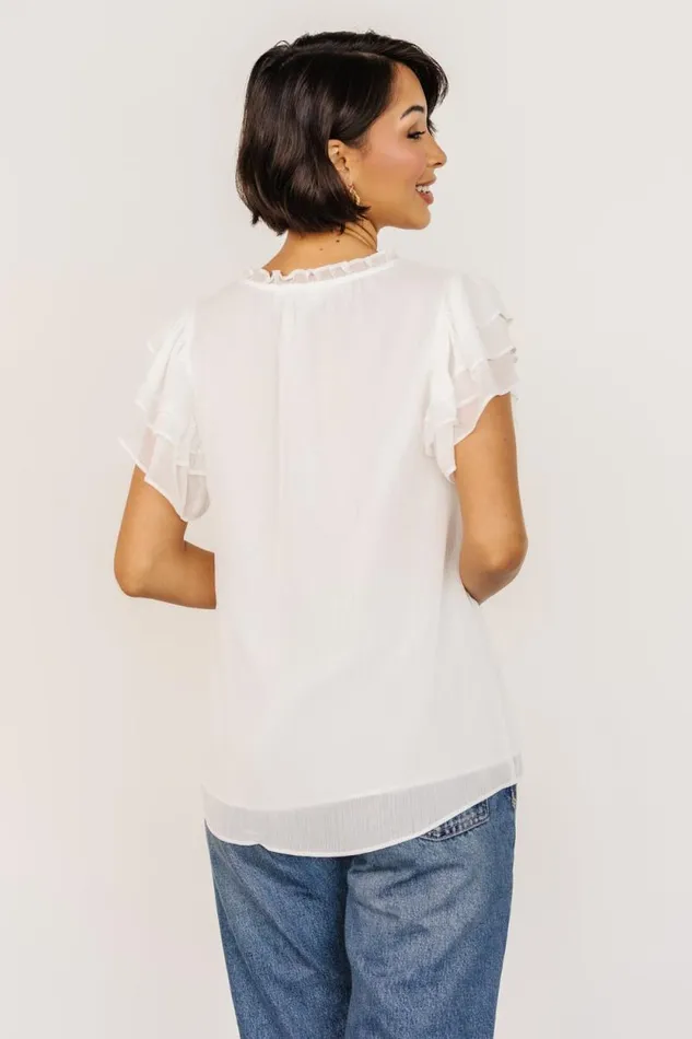 Women Asher Ruffle Sleeve Top Off White Baltic Born Blouses and Shirts