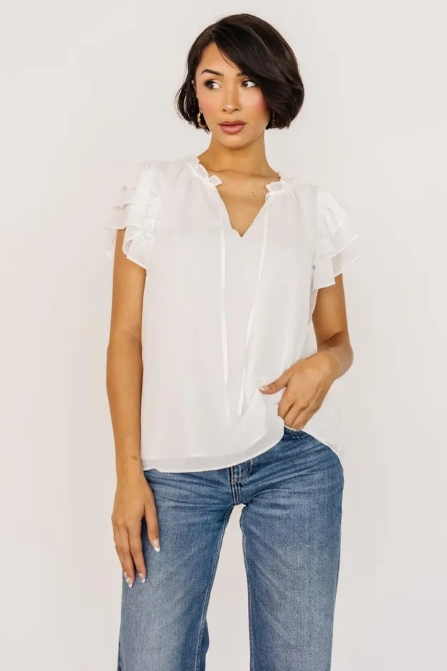 Women Asher Ruffle Sleeve Top Off White Baltic Born Blouses and Shirts
