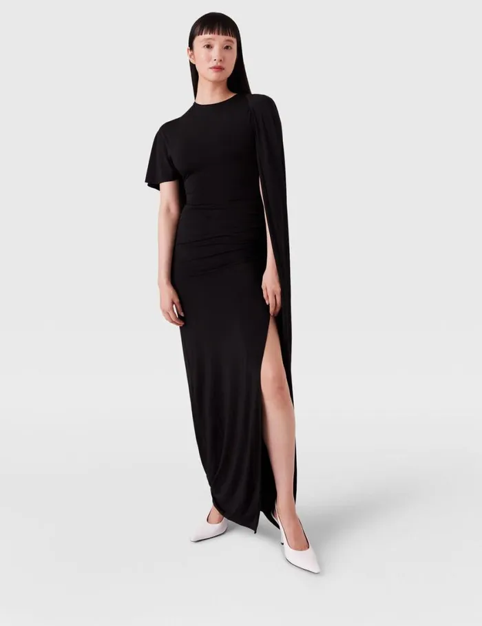 Women Asymmetric Cape Maxi Dress Black Stella McCartney Dresses
