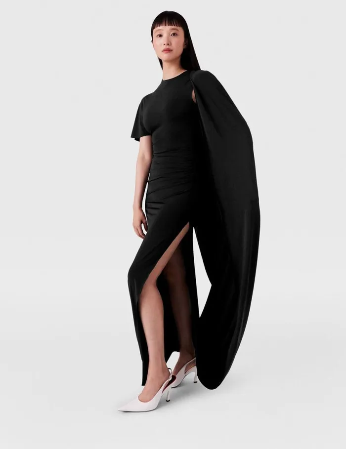 Women Asymmetric Cape Maxi Dress Black Stella McCartney Dresses