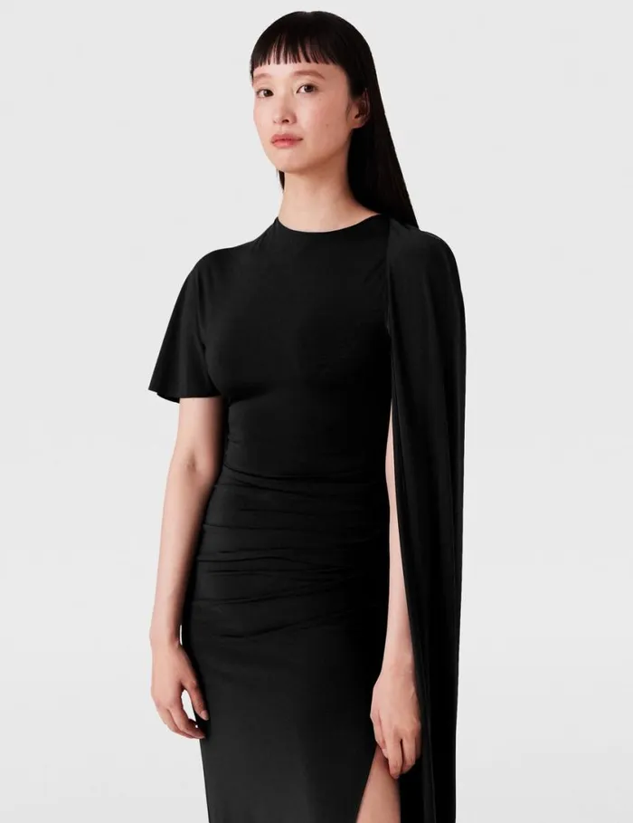 Women Asymmetric Cape Maxi Dress Black Stella McCartney Dresses