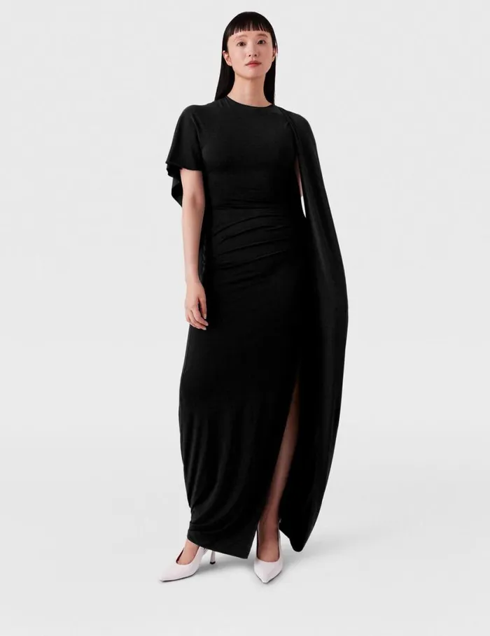 Women Asymmetric Cape Maxi Dress Black Stella McCartney Dresses