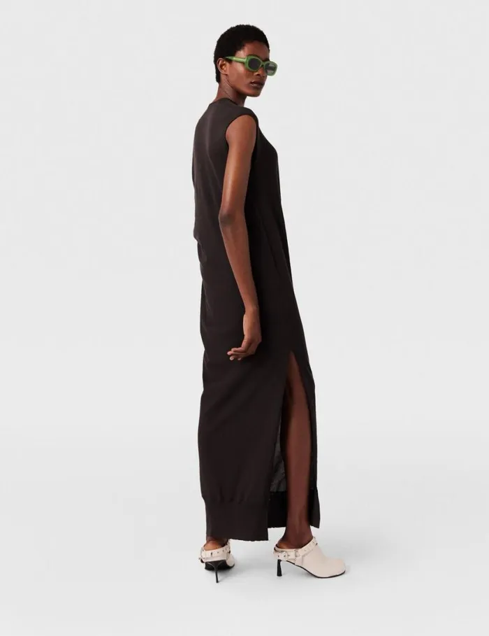 Women Asymmetric Draped Maxi Dress Chocolate Brown Stella McCartney Dresses Women Asymmetric Draped Maxi Dress Chocolate Brown Stella McCartney Dresses