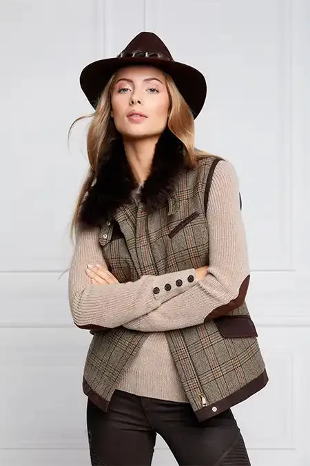 Women Aviator Gilet Bourbon Tweed Holland Cooper Tailoring