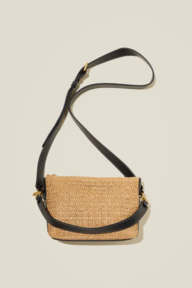 Women Bags and Belts Cotton On Tilly Textured Cross Body Bag Blacknatural Woven