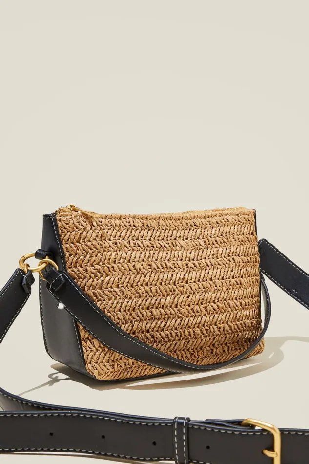 Women Bags and Belts Cotton On Tilly Textured Cross Body Bag Blacknatural Woven