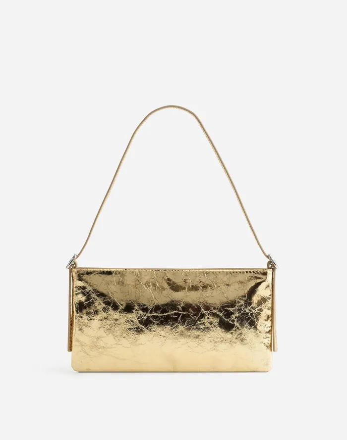 Women Bags Madewell The SculpturalBuckle Mini Shoulder Bag Gold Metallic