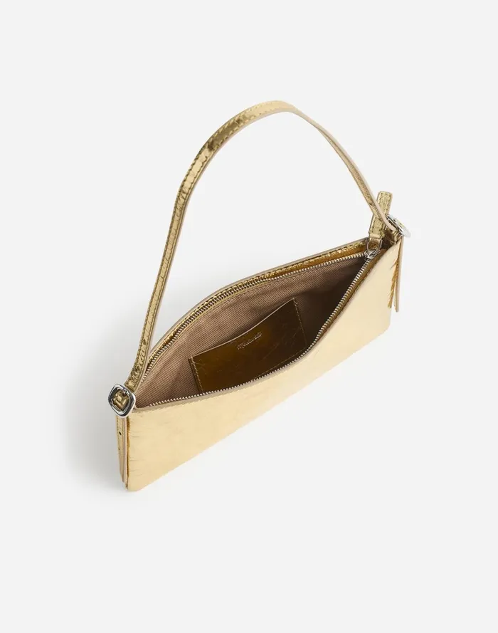 Women Bags Madewell The SculpturalBuckle Mini Shoulder Bag Gold Metallic
