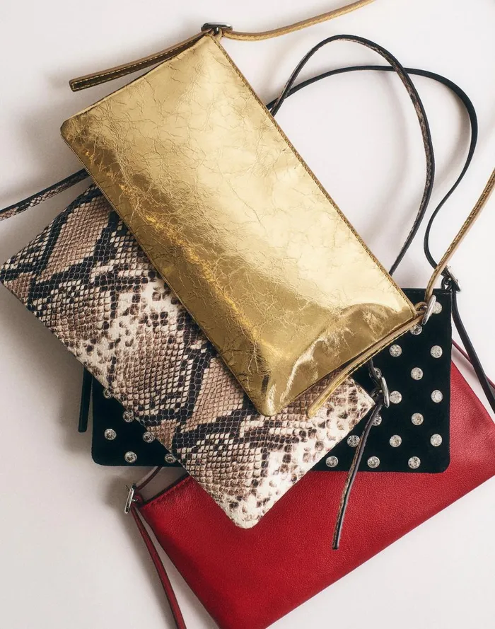 Women Bags Madewell The SculpturalBuckle Mini Shoulder Bag Gold Metallic