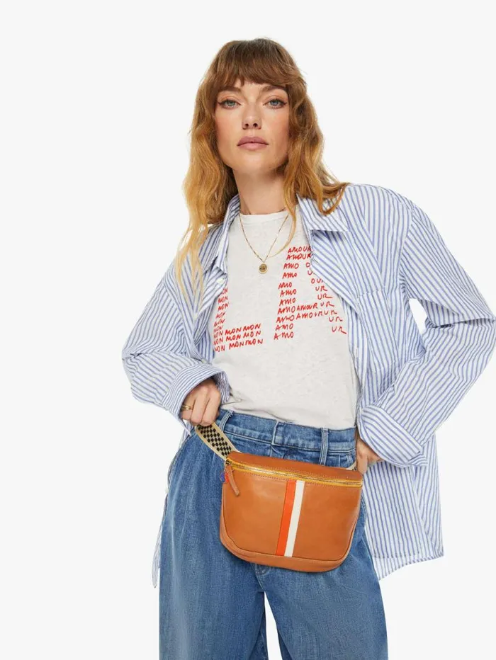 Women Bags Mother Denim Clare V X MOTHER Le Fanny Pack Breton Stripe
