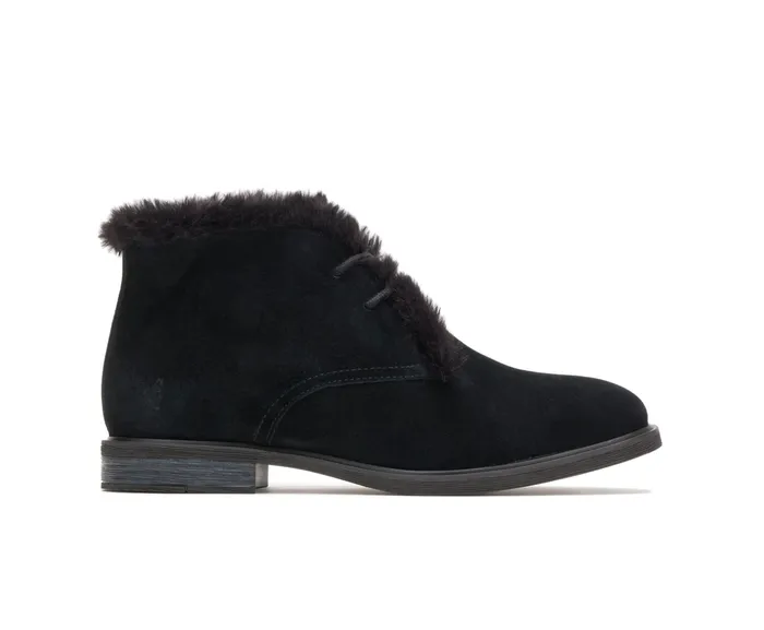 Women Bailey Fur Chukka Black Suede Boots Hush Puppies