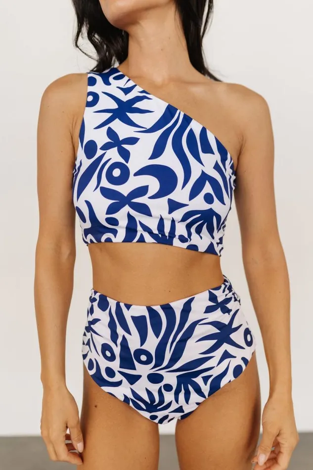 Women Bali High Rise Bikini Bottom White Navy Baltic Born Bikini