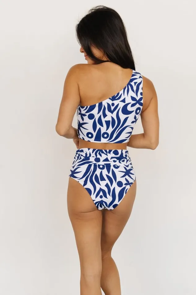 Women Bali High Rise Bikini Bottom White Navy Baltic Born Bikini