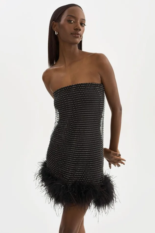 Women BARETA Rhinestone Tube Black LAMARQUE Skirts