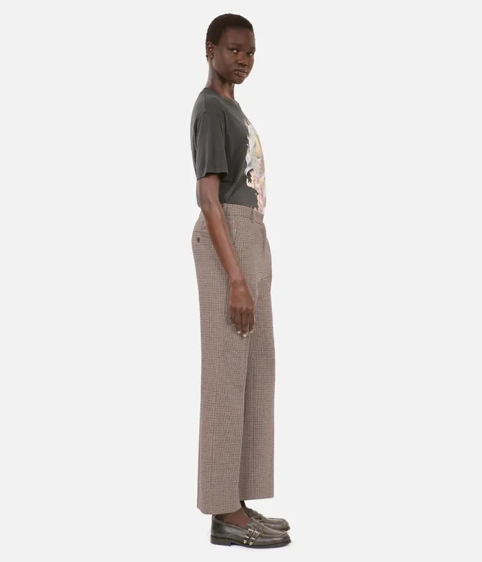 Women Beige Houndstooth Straightleg Trousers THE KOOPLES Coats and Jackets