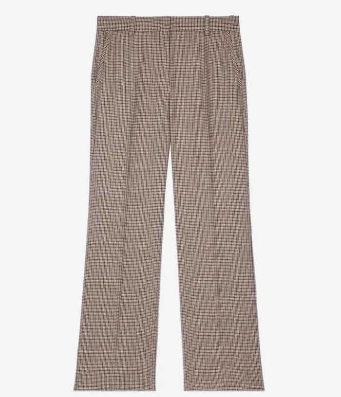Women Beige Houndstooth Straightleg Trousers THE KOOPLES Coats and Jackets