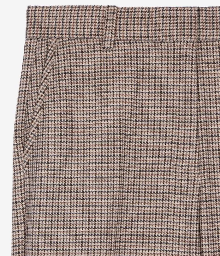Women Beige Houndstooth Straightleg Trousers THE KOOPLES Coats and Jackets