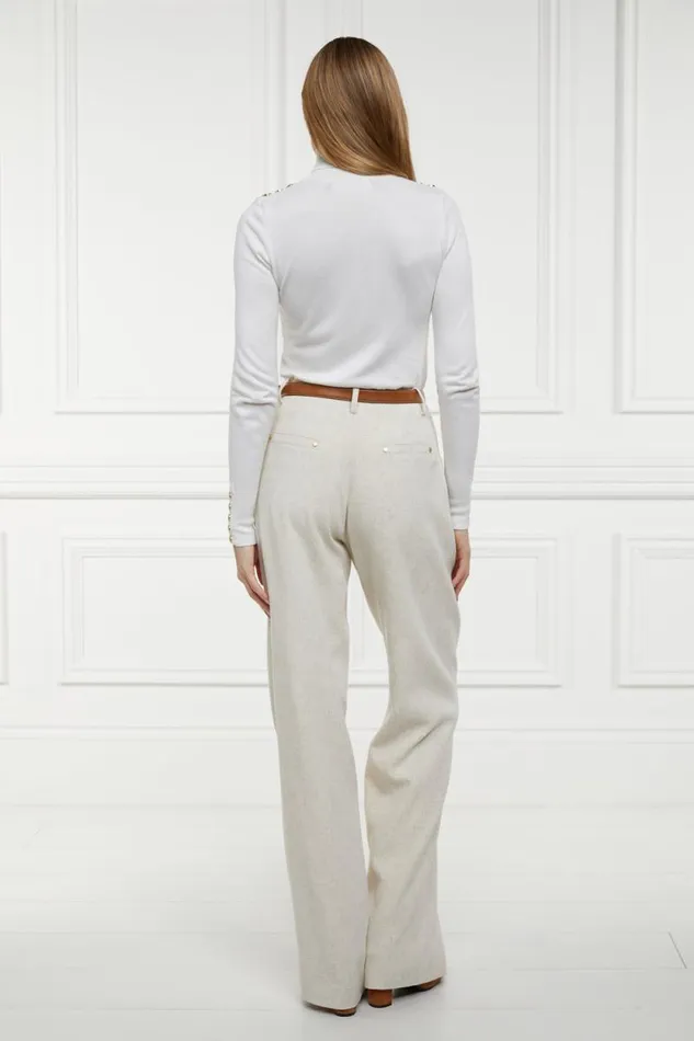 Women Belgravia Wide Leg Trouser Natural Linen Holland Cooper Tailoring