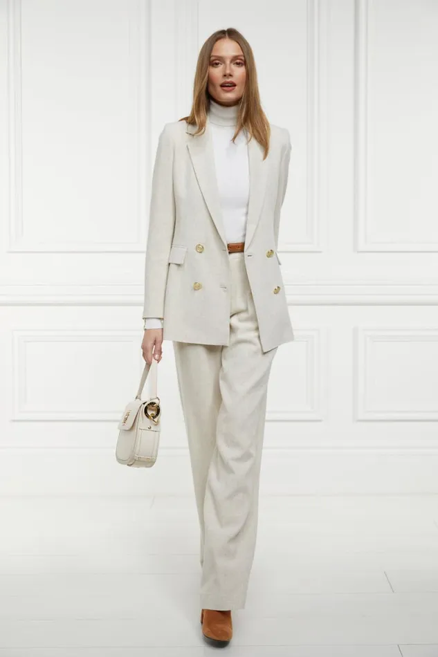 Women Belgravia Wide Leg Trouser Natural Linen Holland Cooper Tailoring