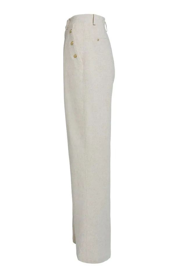 Women Belgravia Wide Leg Trouser Natural Linen Holland Cooper Tailoring