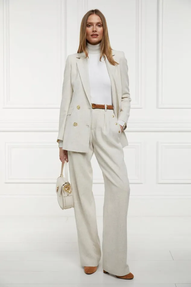 Women Belgravia Wide Leg Trouser Natural Linen Holland Cooper Tailoring
