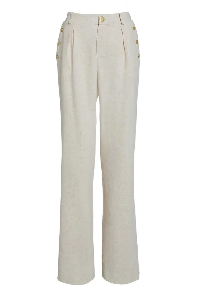 Women Belgravia Wide Leg Trouser Natural Linen Holland Cooper Tailoring