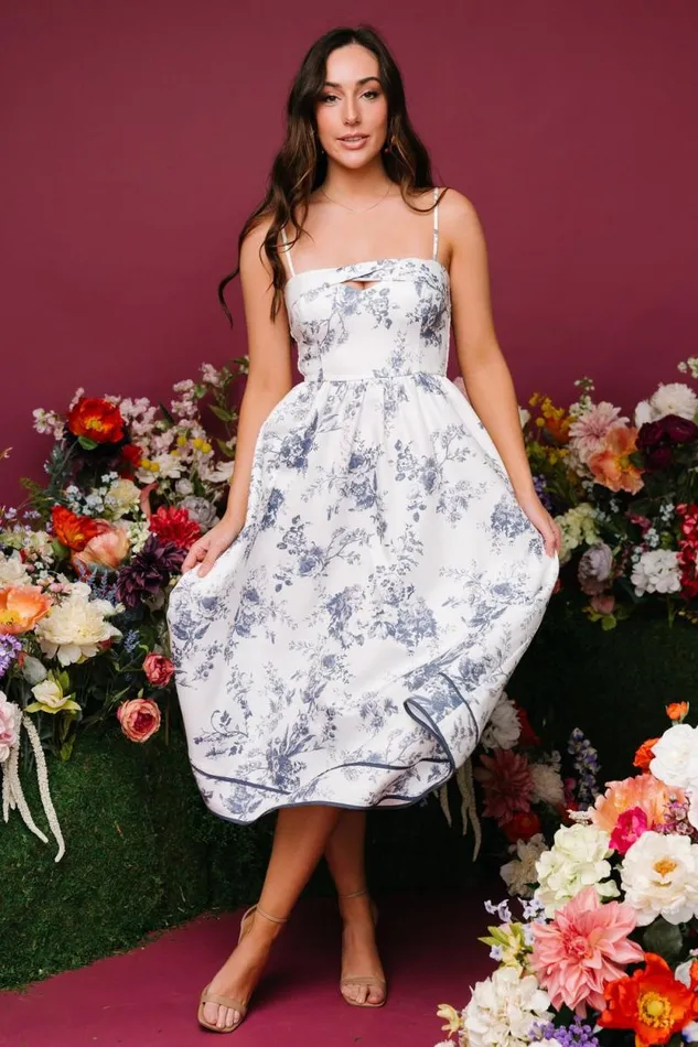 Women Bellagio Midi Dress Slate Floral Baltic Born Midi Dresses