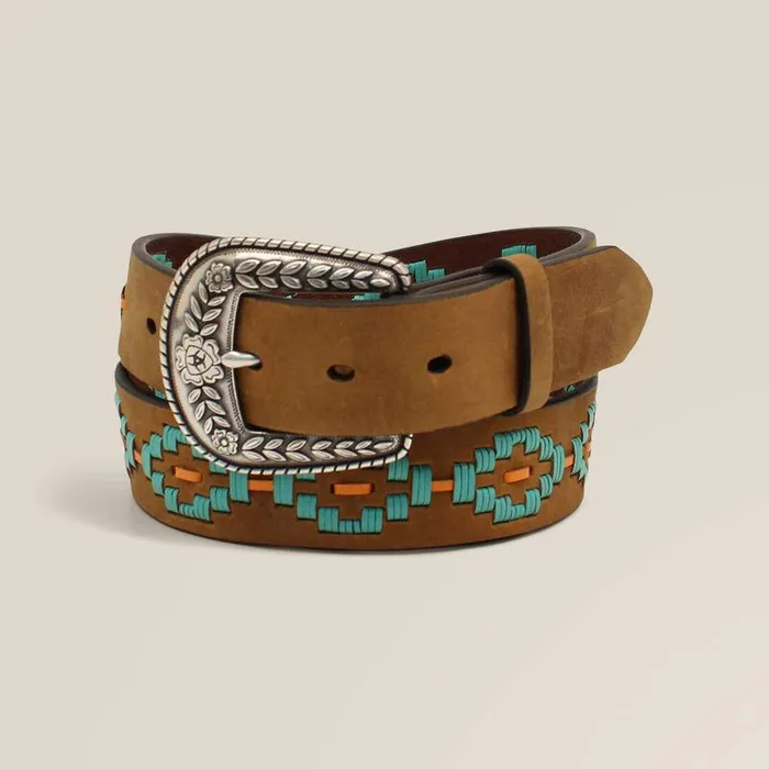 Women Belts Ariat Turquoise Diamond Embroidery Belt Medium Brown