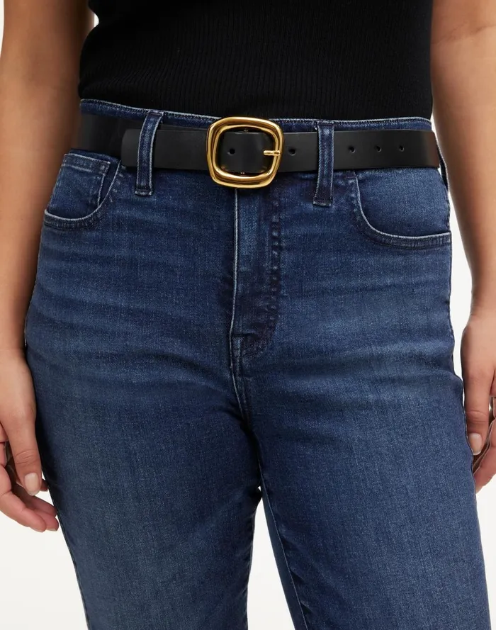 Women Belts Madewell Sculptural Buckle Leather Belt True Black