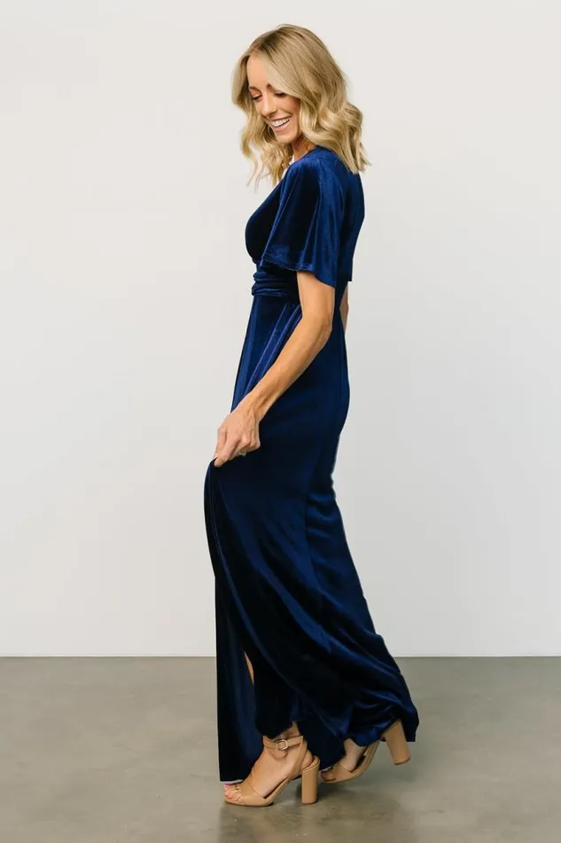 Women Berenice Velvet Maxi Dress Navy Baltic Born Maxi Dresses Women Berenice Velvet Maxi Dress Navy Baltic Born Maxi Dresses